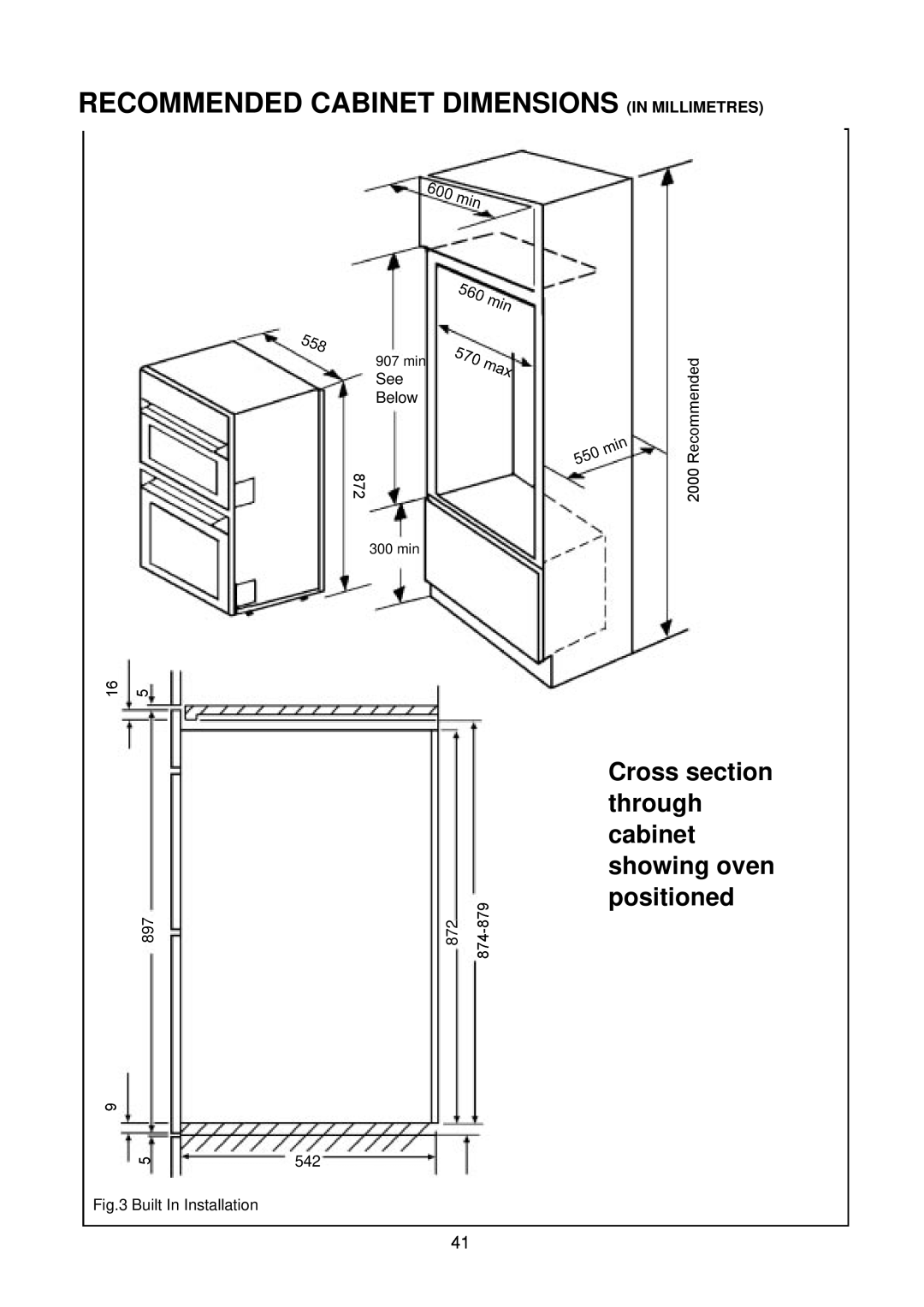 AEG D4100-1 manual Cross section, through, cabinet, showing oven positioned, 4-987 