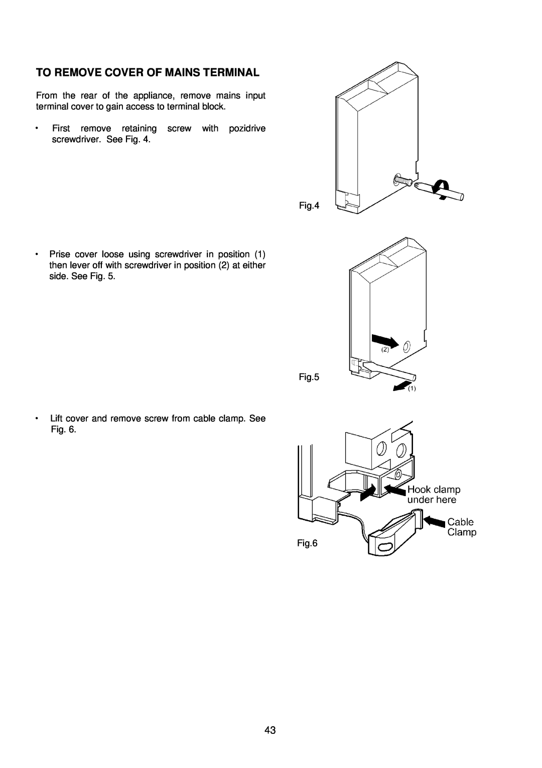 AEG D4100-1 manual To Remove Cover Of Mains Terminal 