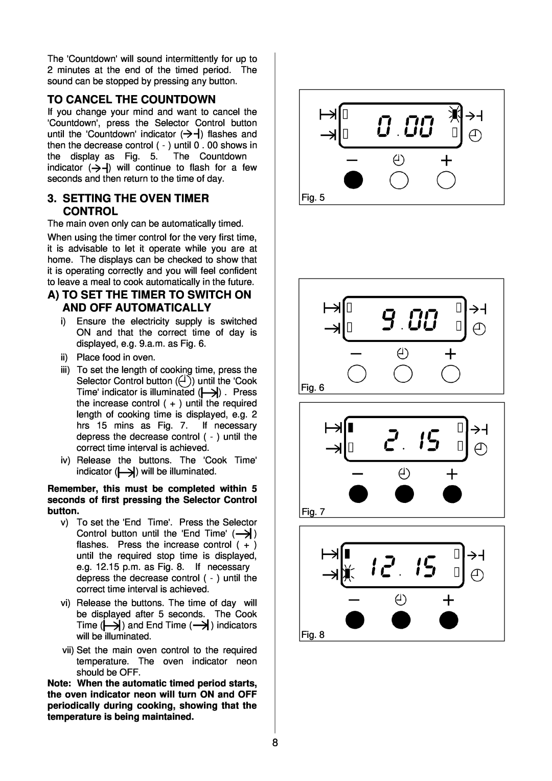 AEG D4100-1 manual To Cancel The Countdown, Setting The Oven Timer Control 