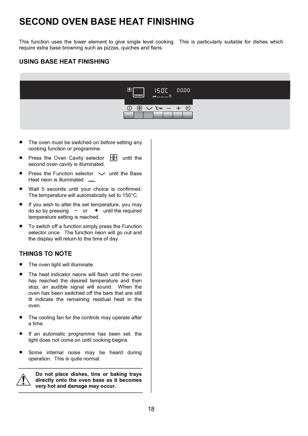 AEG D8800-4 operating instructions Second Oven Base Heat Finishing, Using Base Heat Finishing 