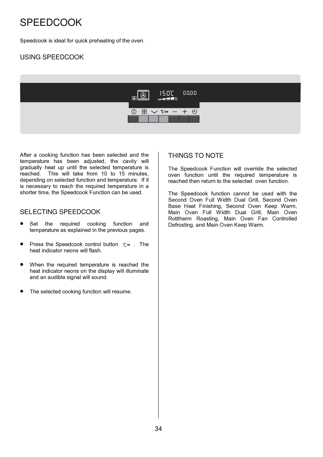 AEG D8800-4 operating instructions Using Speedcook, Selecting Speedcook 