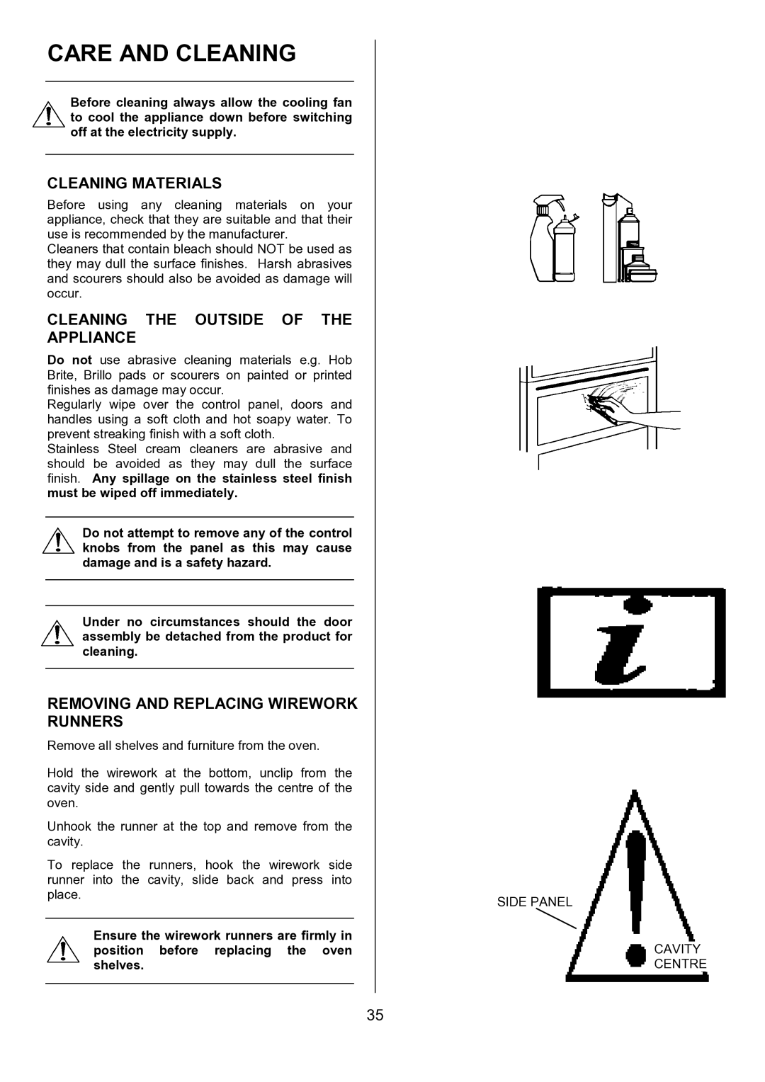 AEG D8800-4 operating instructions Care and Cleaning, Cleaning Materials, Cleaning the Outside of the Appliance 