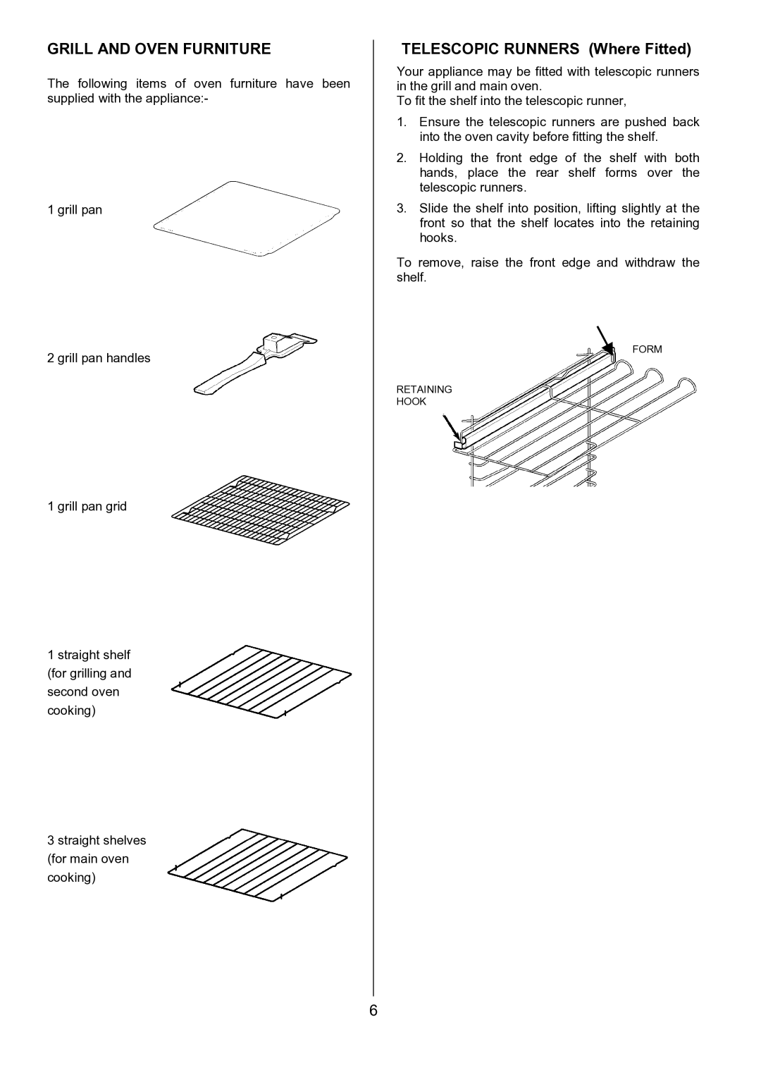 AEG D8800-4 operating instructions Grill and Oven Furniture, Telescopic Runners Where Fitted 