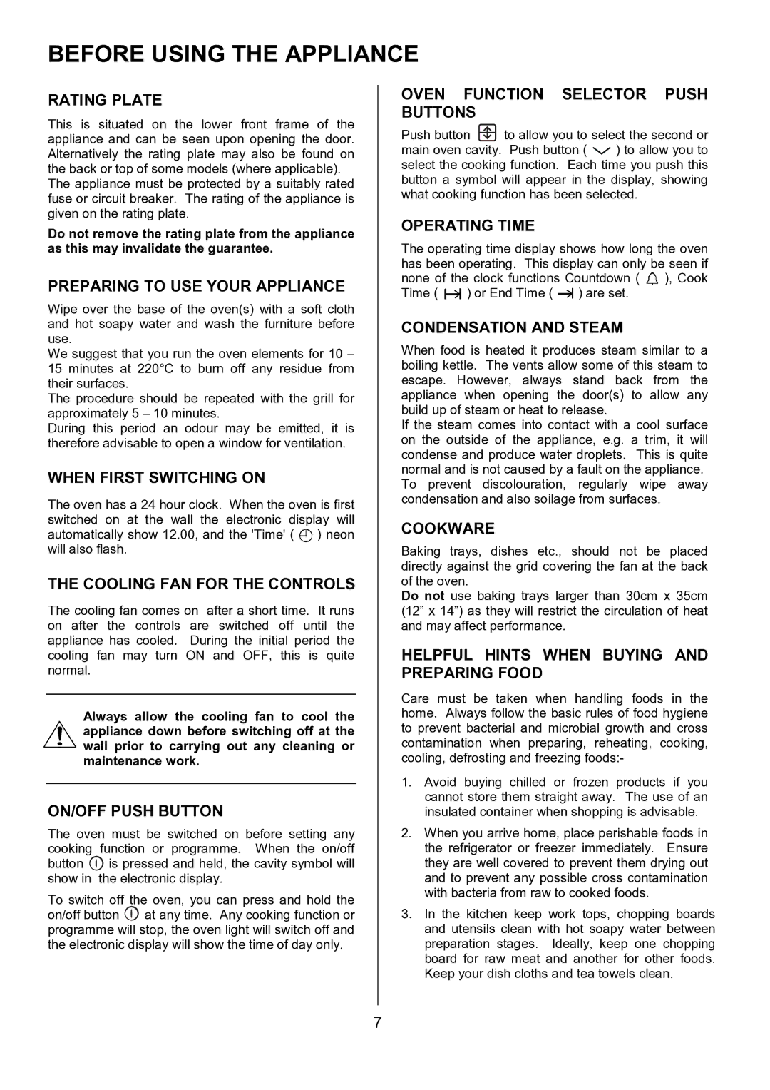 AEG D8800-4 operating instructions Before Using the Appliance 