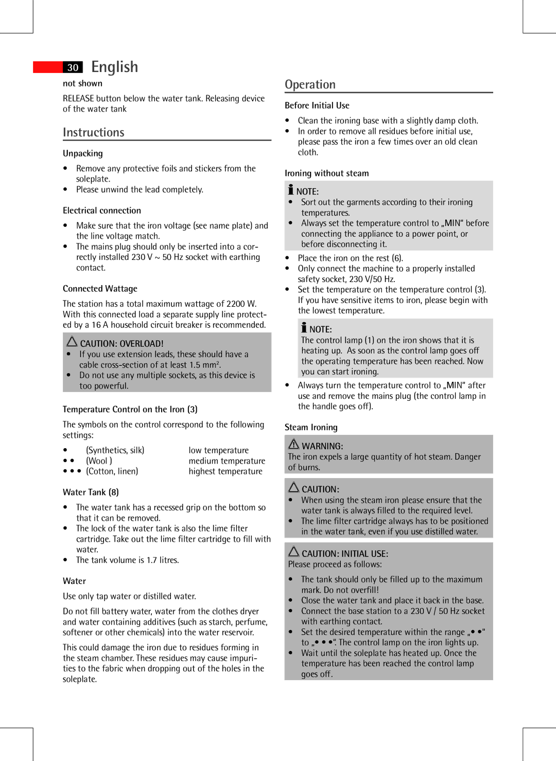 AEG DBS 5558 instruction manual Instructions, Operation 