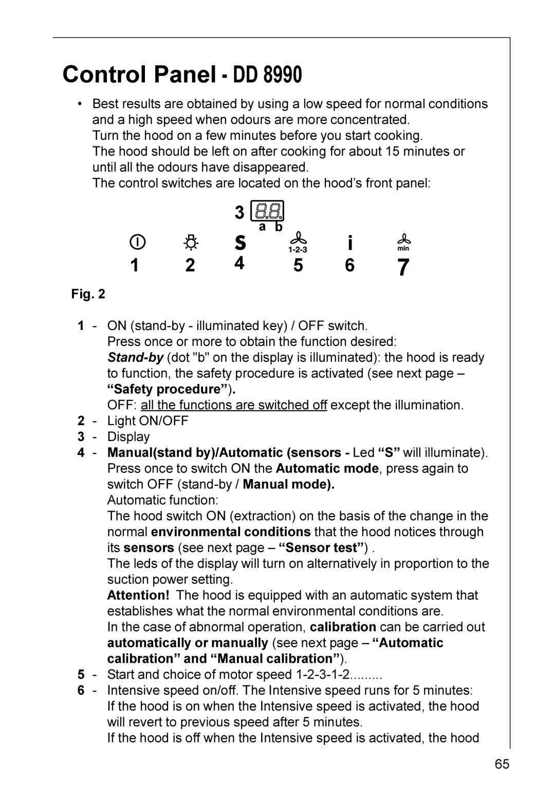 AEG DD 8625, DD 8990, DD 8861, DD 8695, DD 8665, DD 8891, DD 8821 installation instructions Control Panel DD 