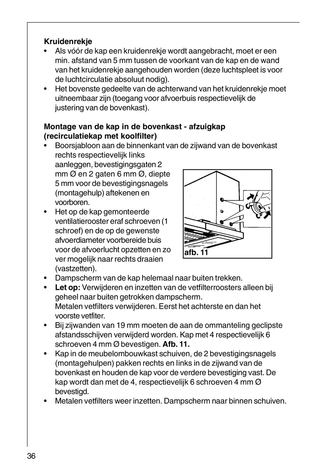 AEG DF 6160, CHDF 6260, DF6260-ML/1 installation instructions Kruidenrekje 