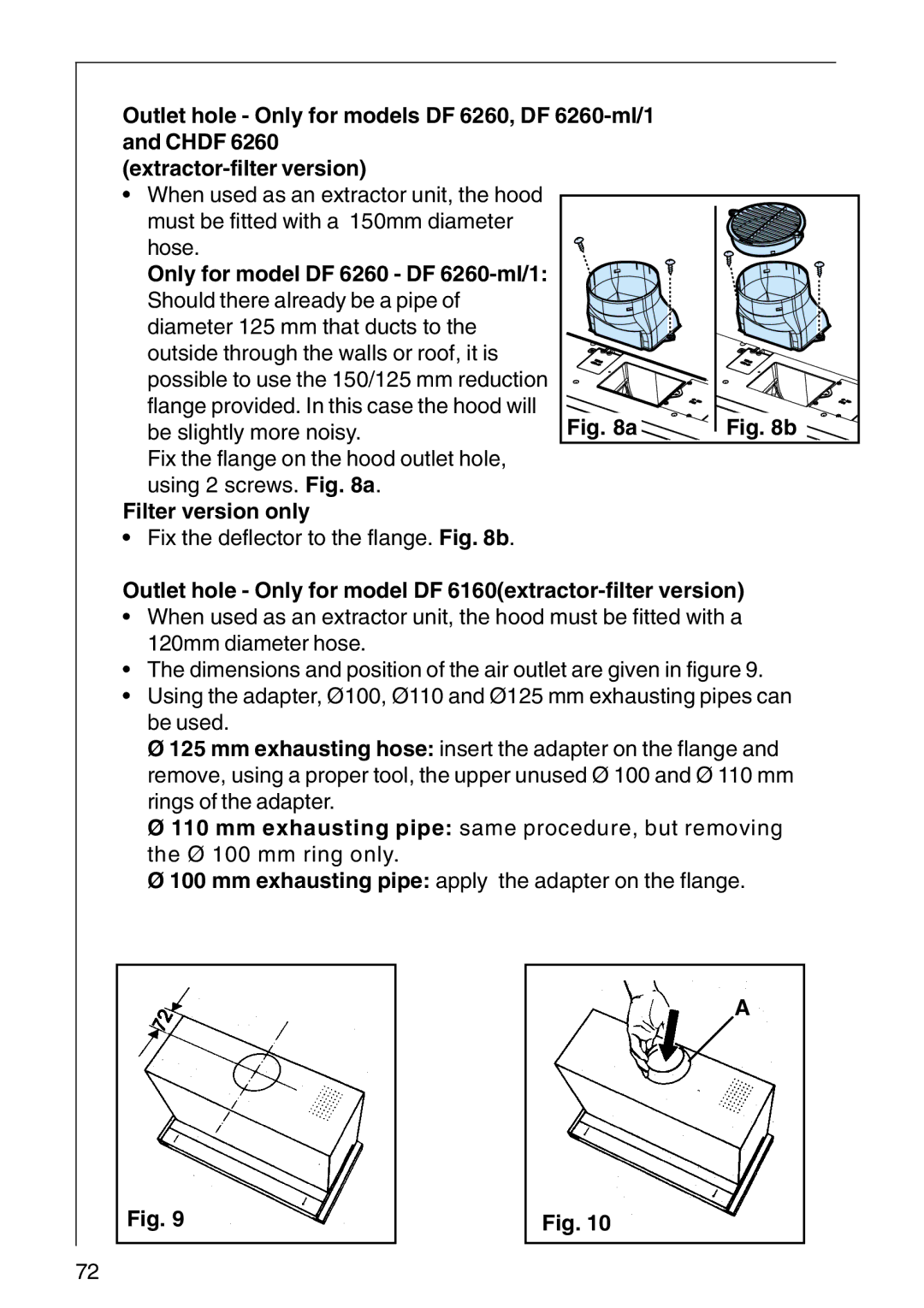 AEG DF 6160, CHDF 6260, DF6260-ML/1 installation instructions Only for model DF 6260 DF 6260-ml/1, Filter version only 