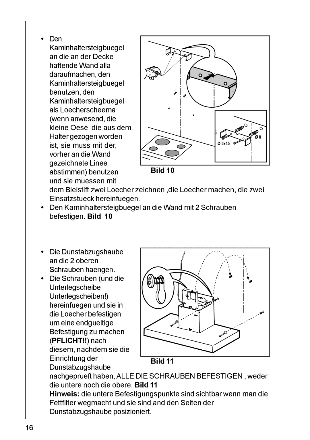 AEG DK 4390, DK 4360 user manual Vorher an die Wand Gezeichnete Linee 