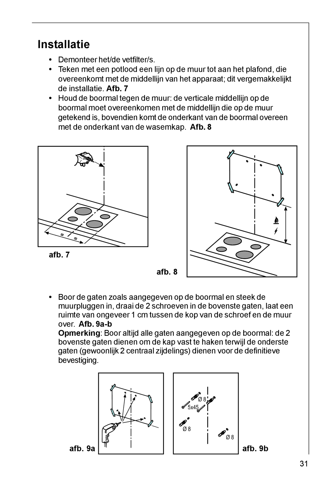 AEG DK 4360, DK 4390 user manual Installatie, Afb a Afb b 