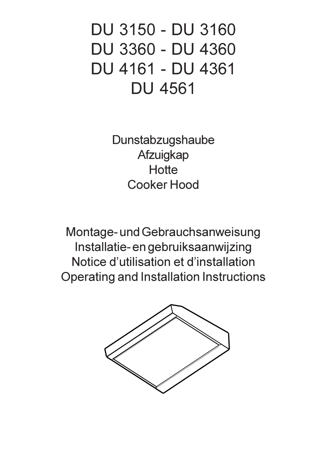 AEG DU 4561, DU 3160, DU 4360, DU 4361 installation instructions DU 3150 DU DU 3360 DU DU 4161 DU 