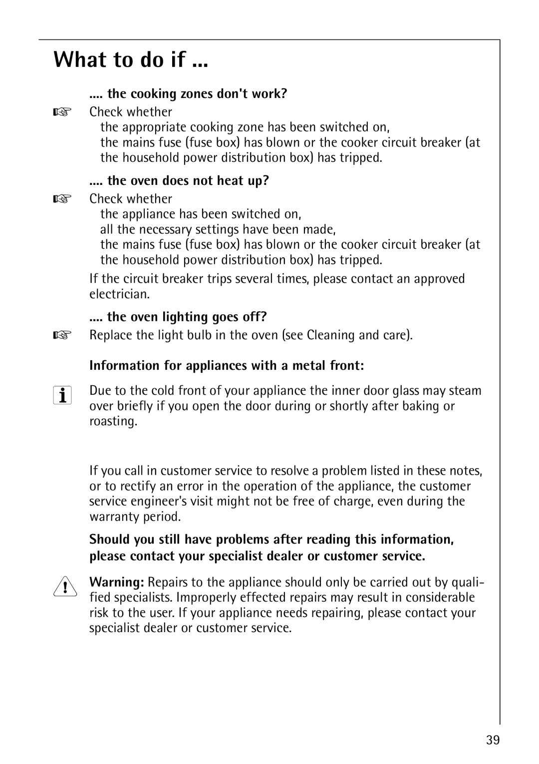 AEG E3000-1 manual What to do if 