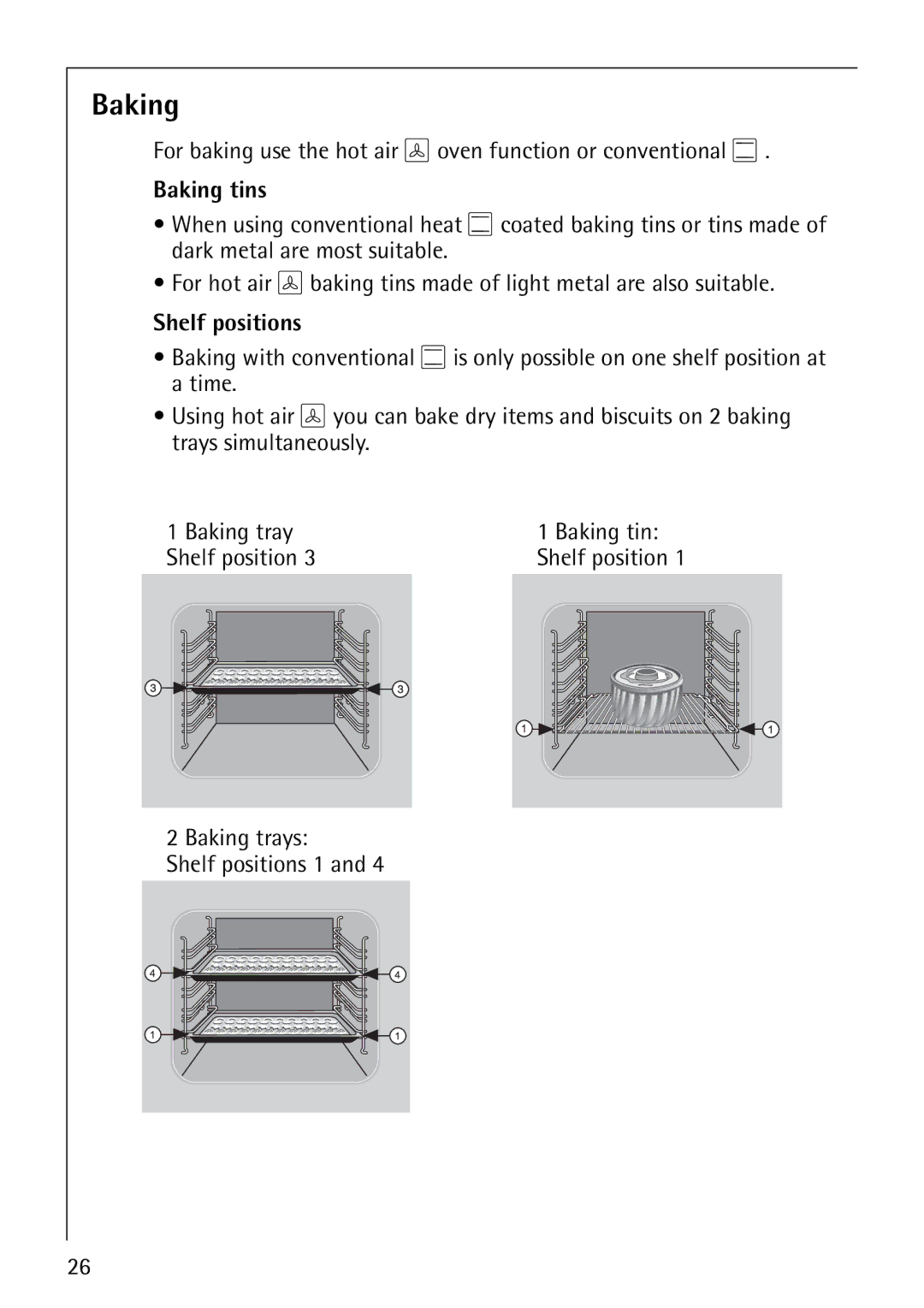 AEG E3100-1 manual Baking tins 