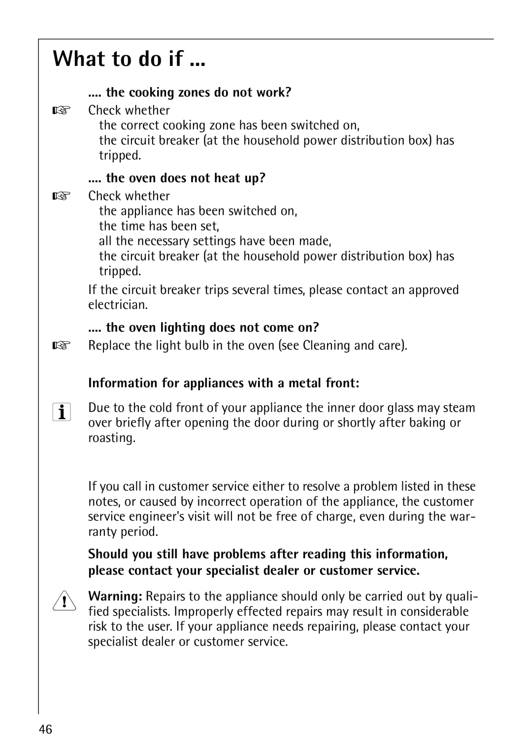 AEG E3100-1 manual What to do if 