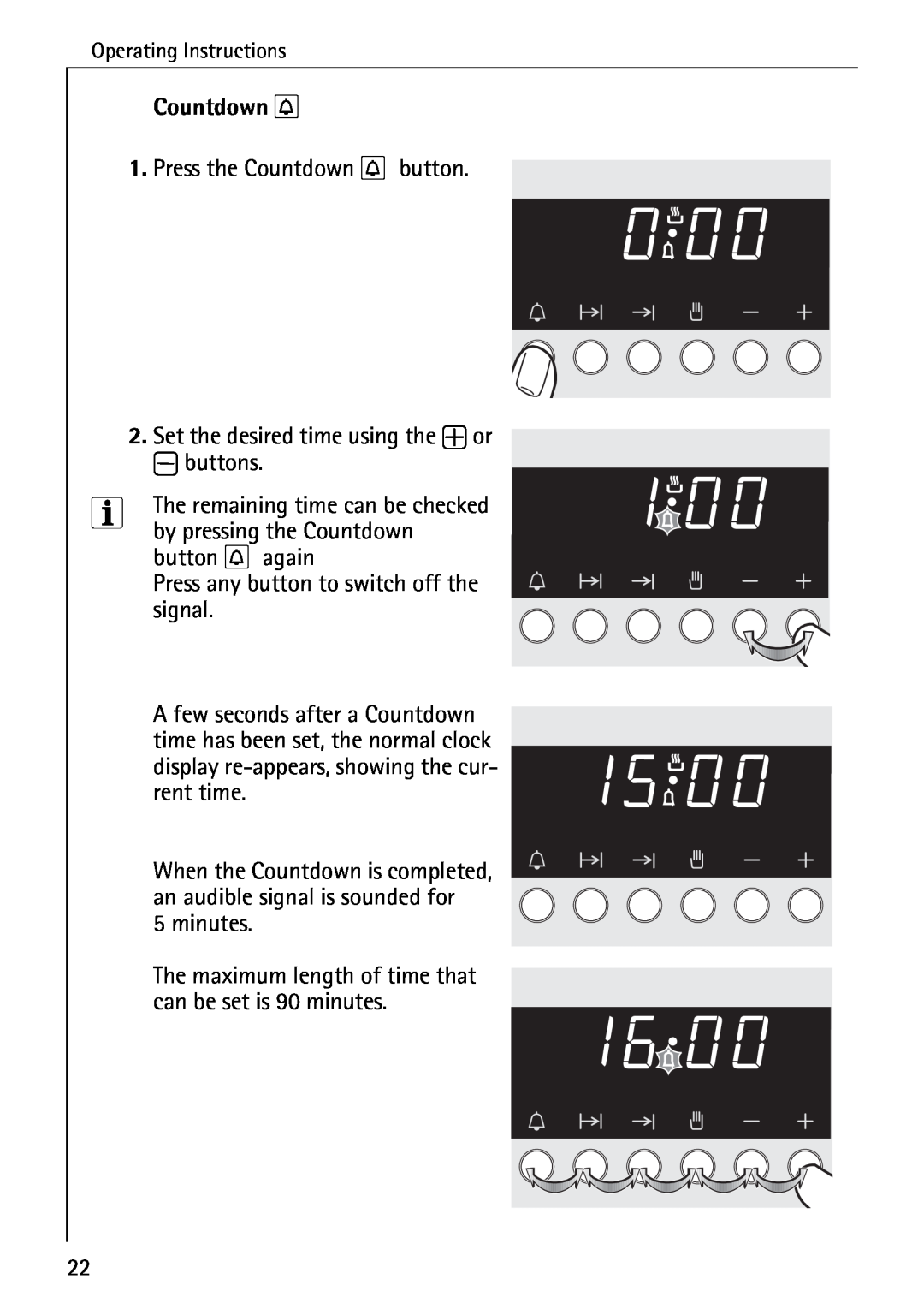 AEG E4100-1 manual Press the Countdown C button 