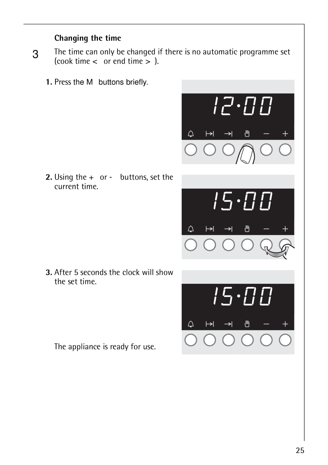 AEG E4130-1 manual Changing the time, Cook time or end time 