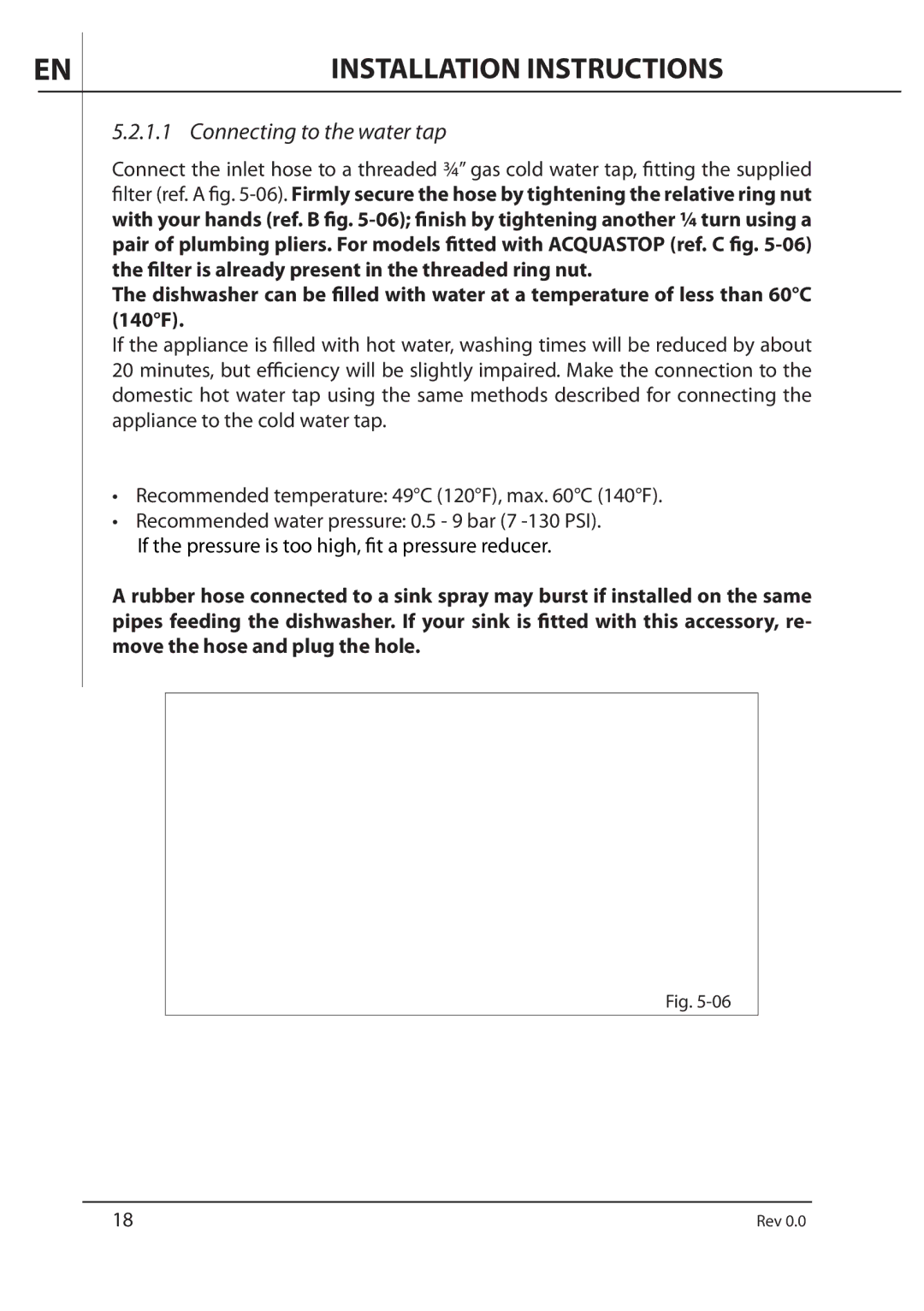 AEG F89078VI-M user manual Connecting to the water tap 