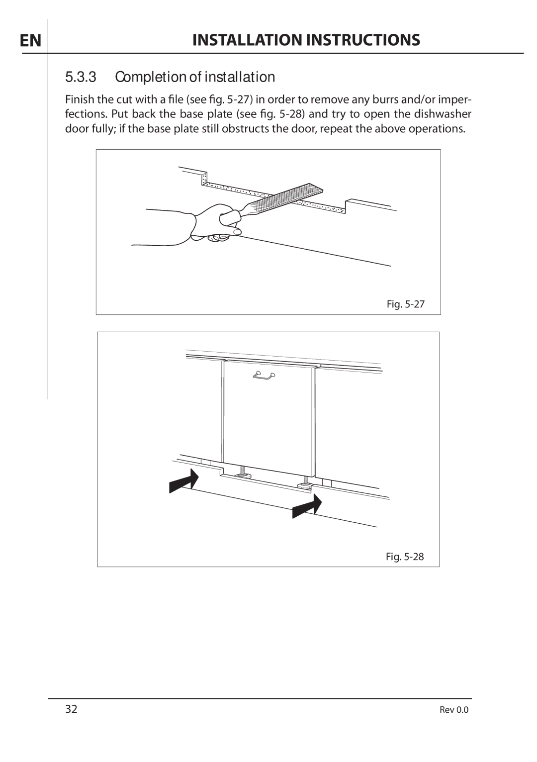 AEG F89078VI-M user manual Completion of installation 