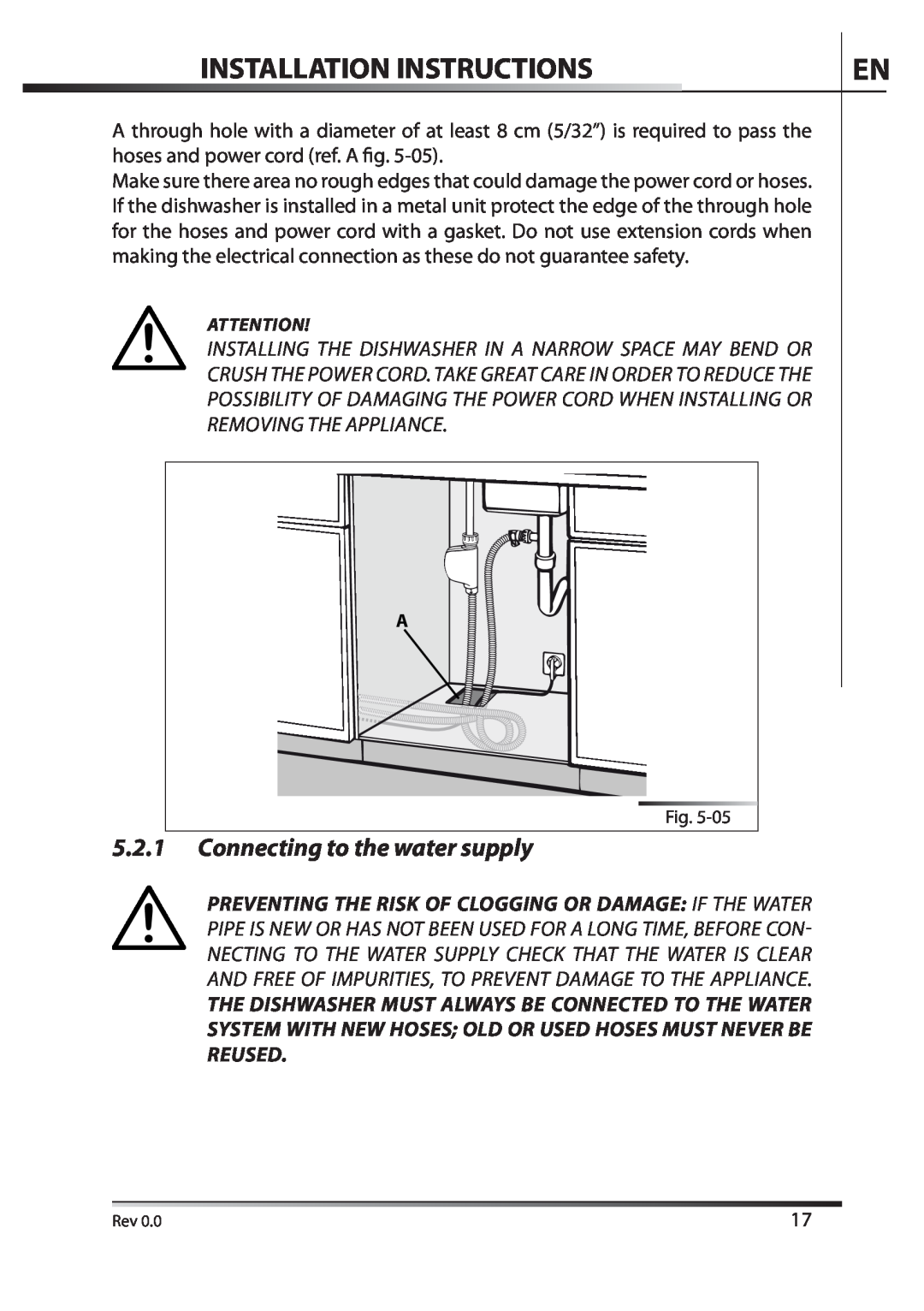 AEG F89078VI-M user manual Connecting to the water supply, Installation Instructions 