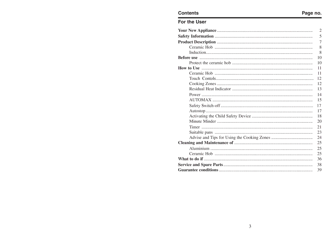 AEG FM 4803K-AN manual Contents For the User 