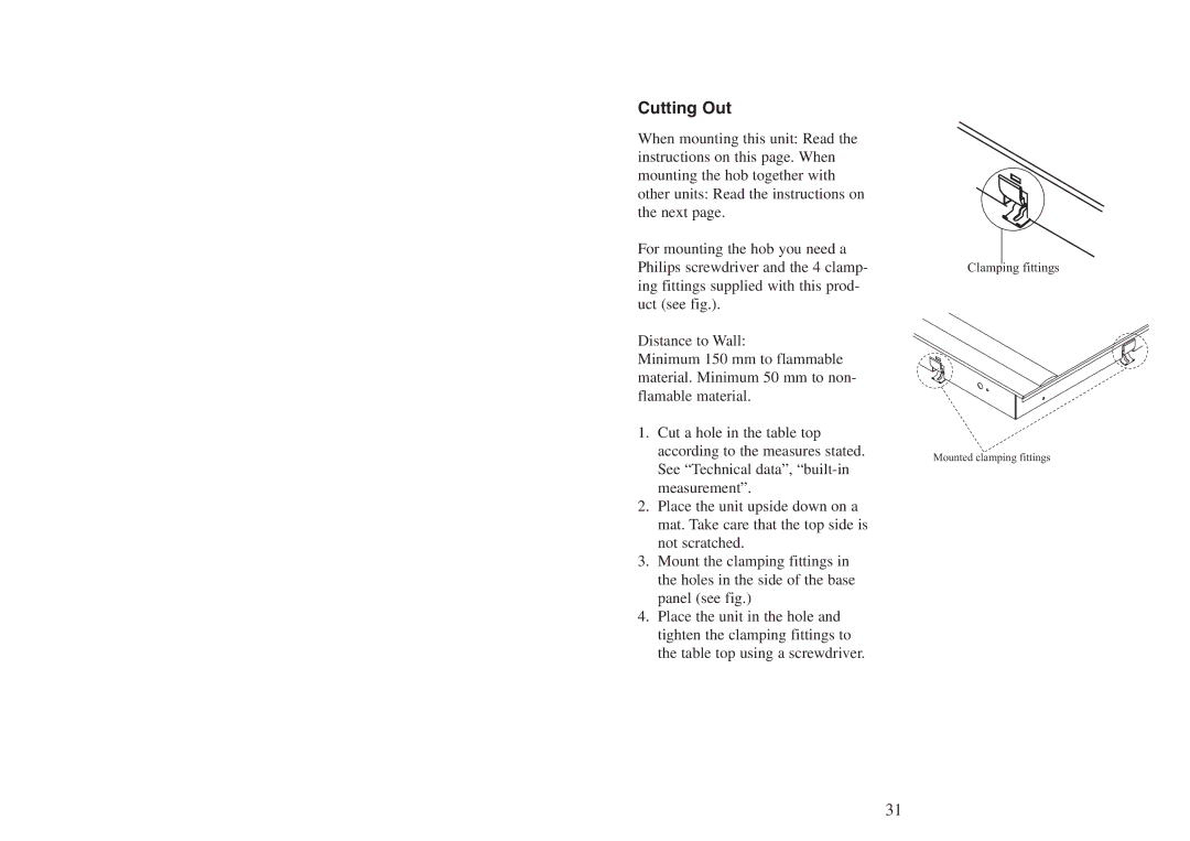 AEG FM 4803K-AN manual Cutting Out 