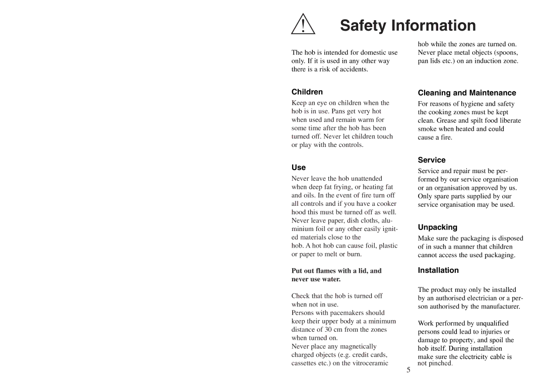 AEG FM 4803K-AN manual Safety Information 