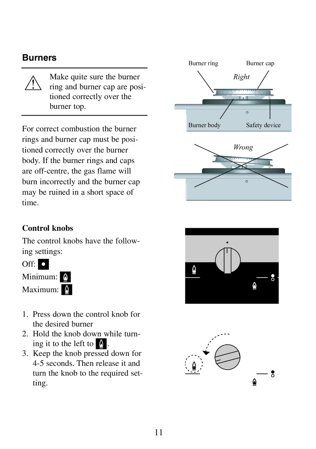 AEG FM 6300G-AN manual Burners, Control knobs 