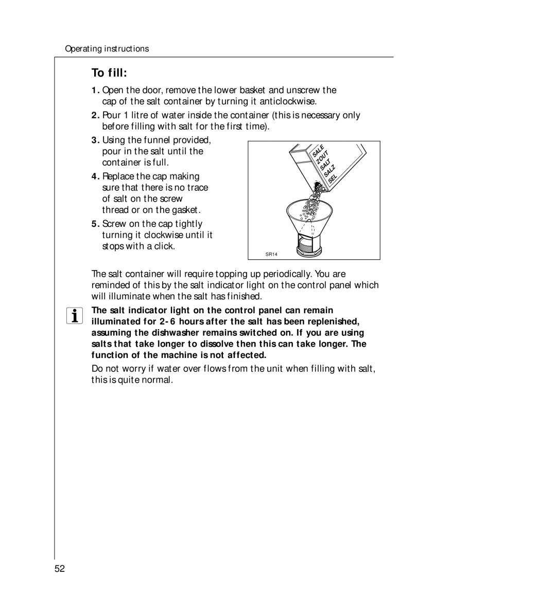 AEG G 330 manual To fill 