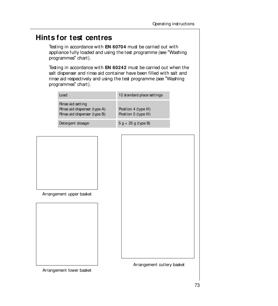 AEG G 330 manual Hints for test centres 