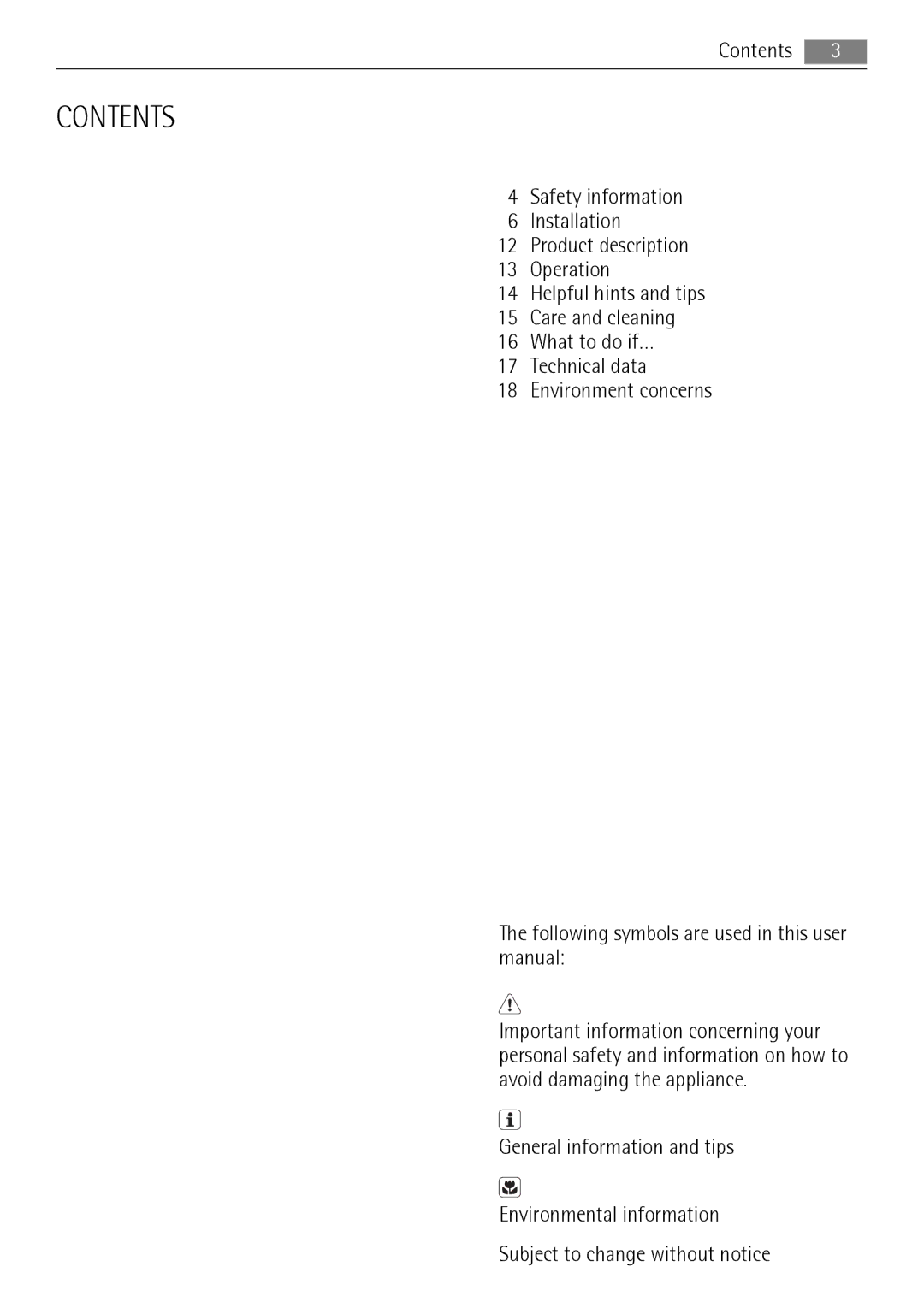 AEG HG654320NM user manual Contents 