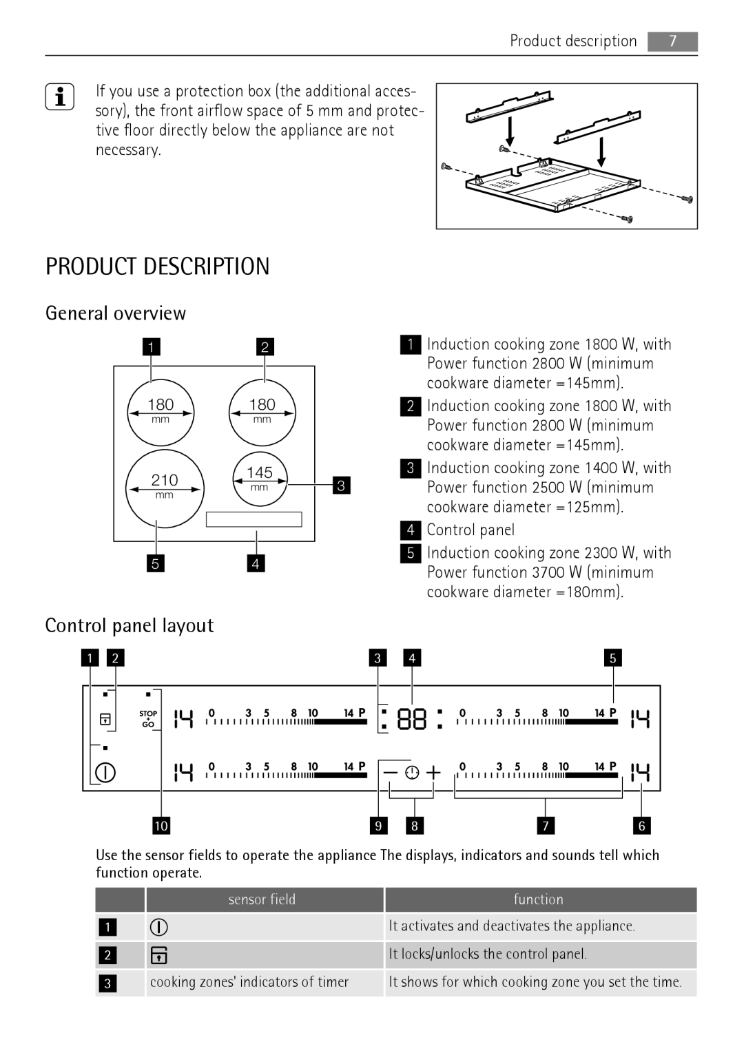 AEG HK654200FB user manual Product Description, General overview, Control panel layout 