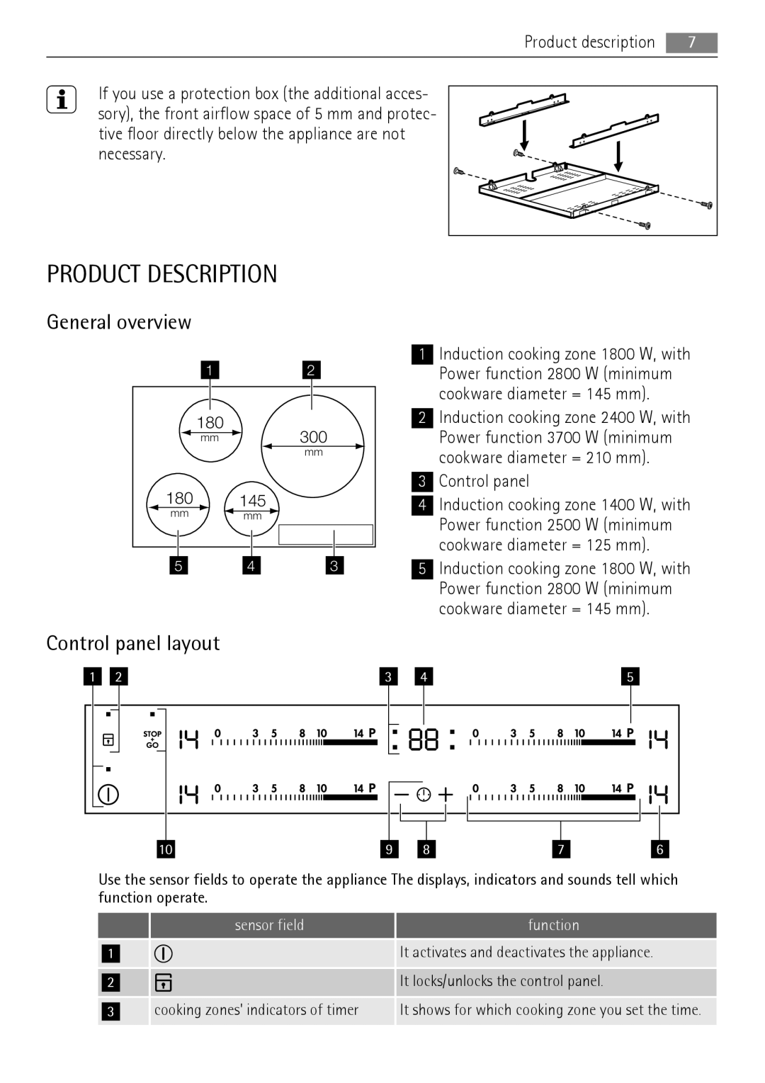 AEG HK854220FB user manual Product Description, General overview, Control panel layout 