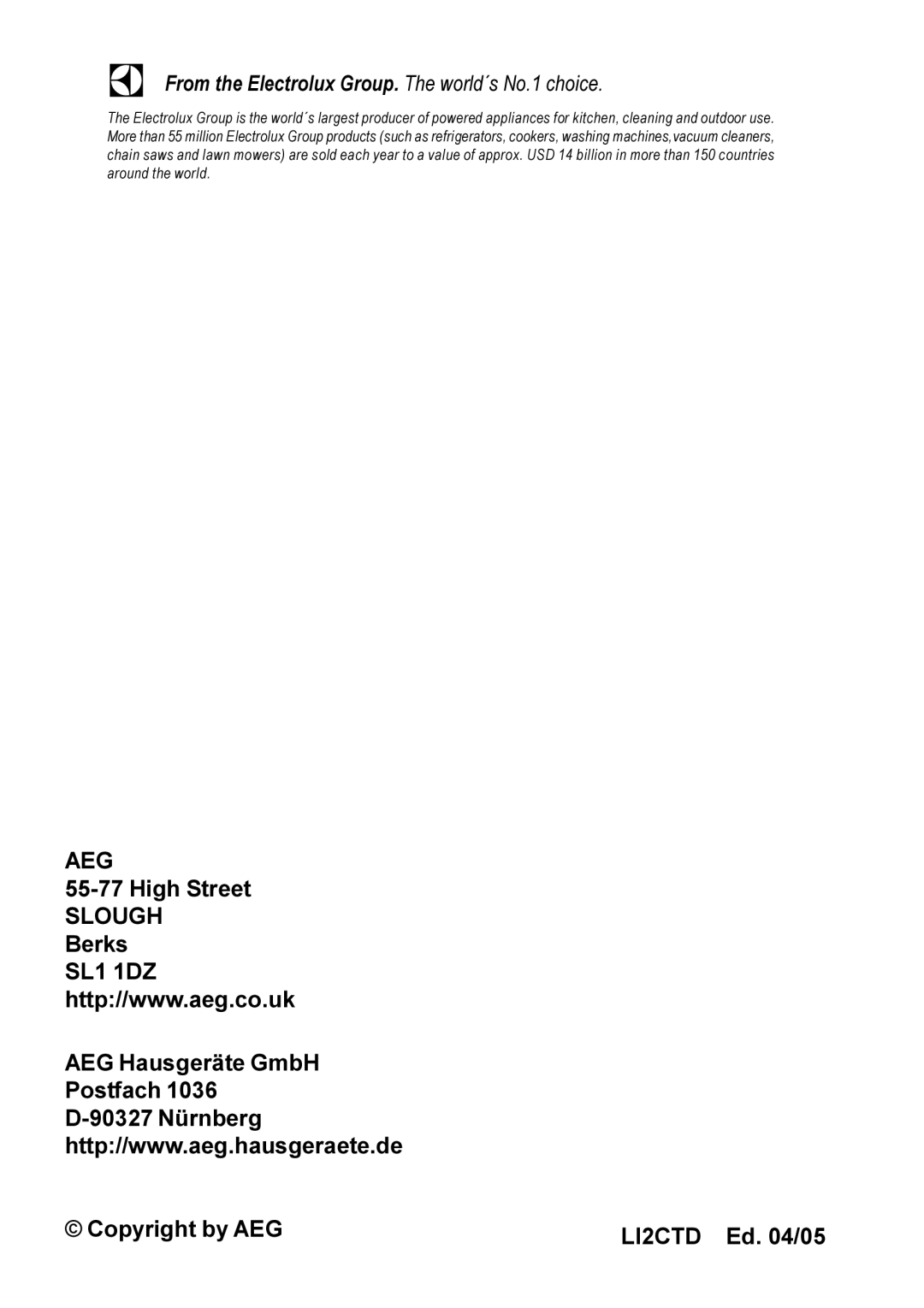 AEG HL 7275, DL 7275 installation instructions Aeg 