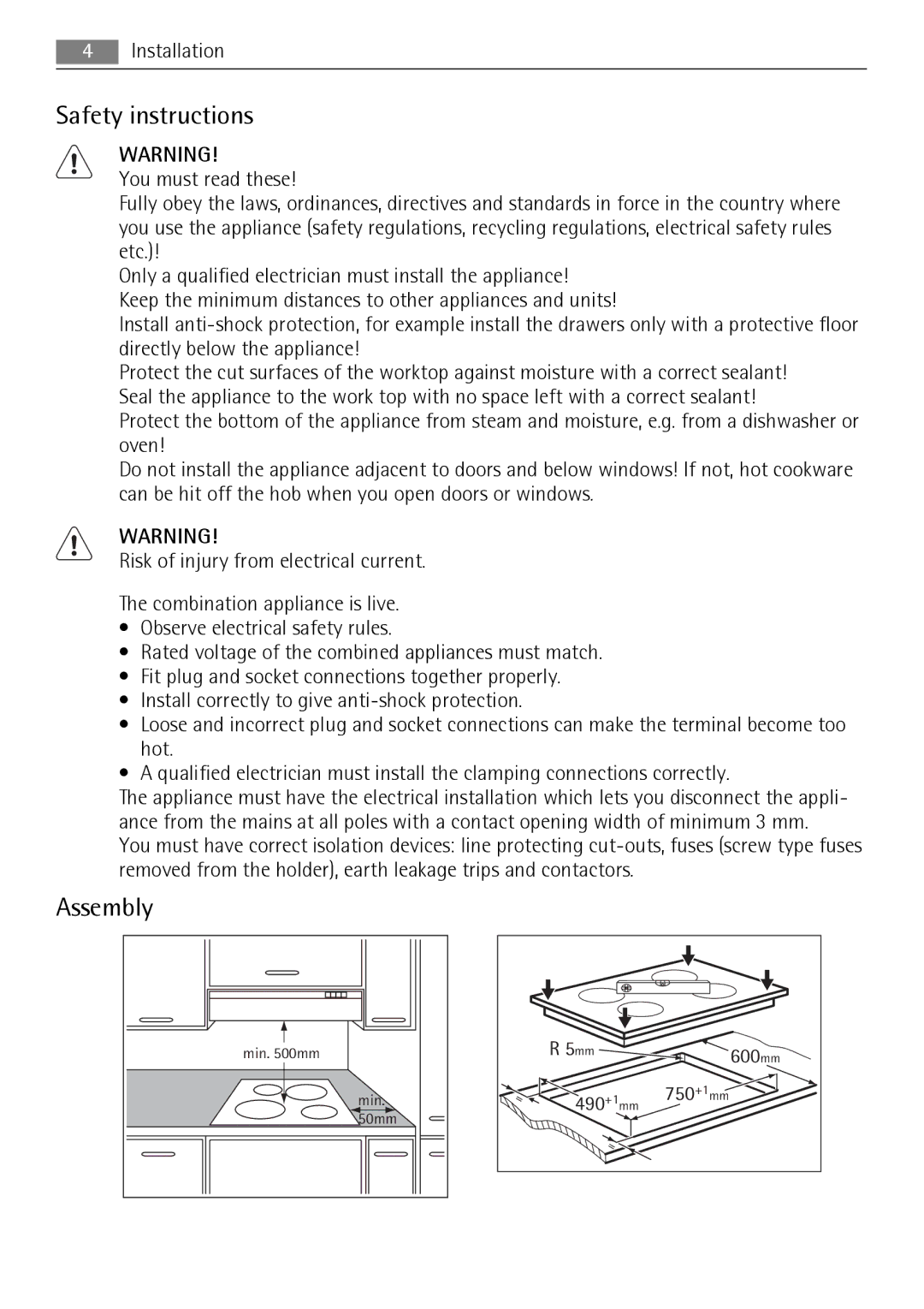 AEG HM834080F-B user manual Safety instructions 