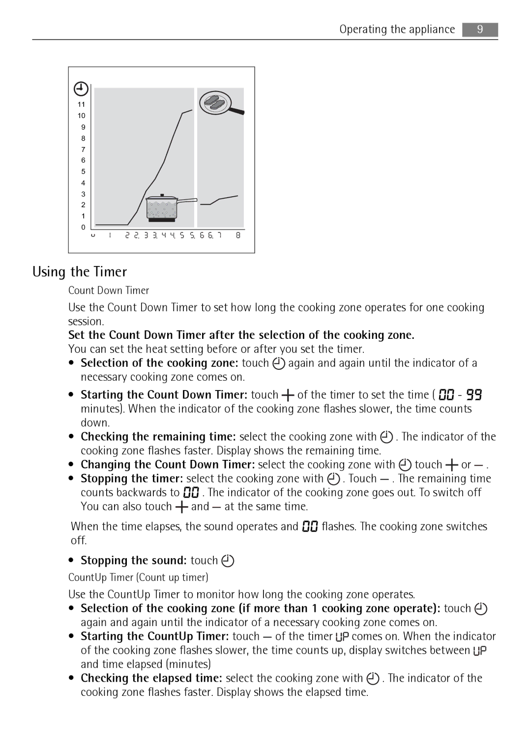 AEG HM834080F-B user manual Using the Timer, Touch 