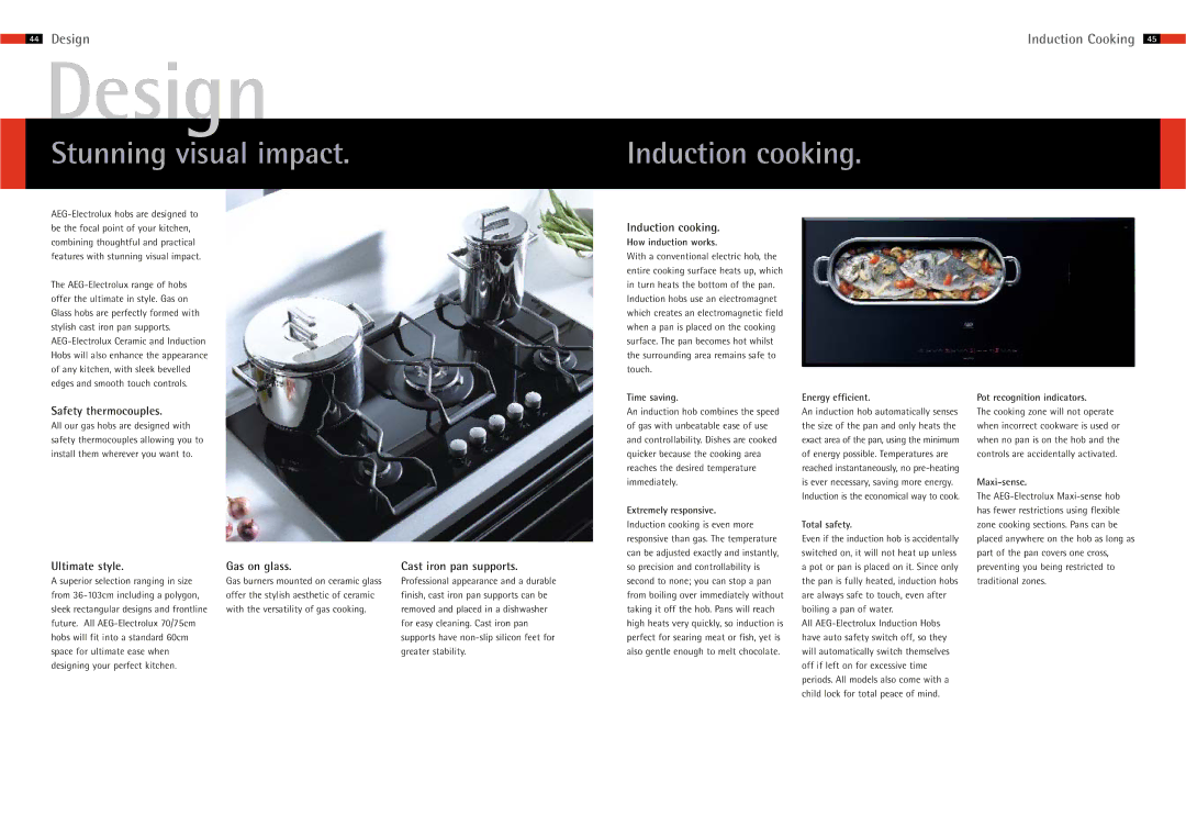 AEG Hobs manual Design, Stunning visual impact, Induction cooking 