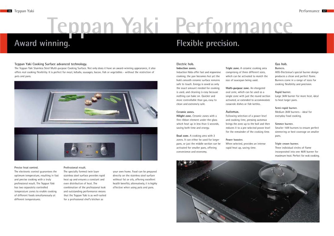 AEG Hobs manual Teppan Yaki, Performance, Award winning, Flexible precision 