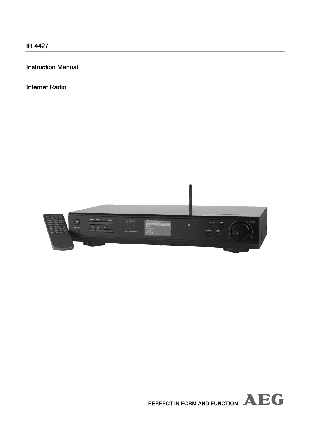 AEG IR 4427 instruction manual Internet Radio 