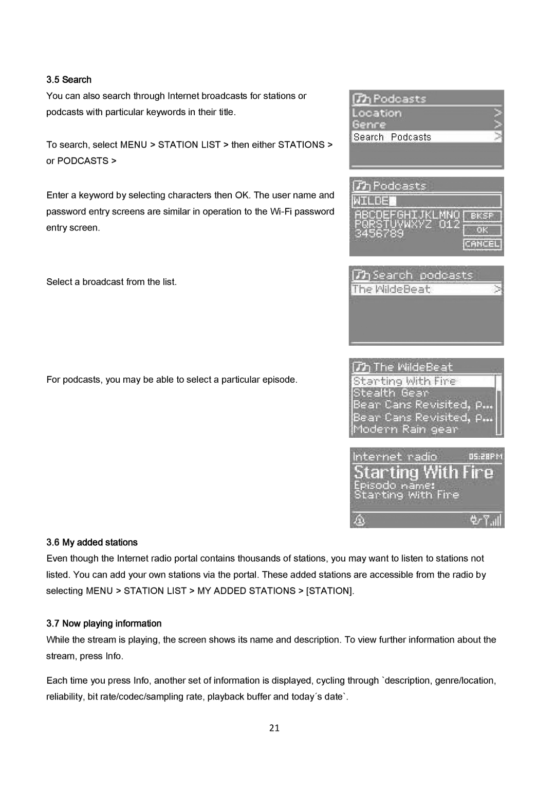 AEG IR 4427 instruction manual Search, My added stations, Now playing information 