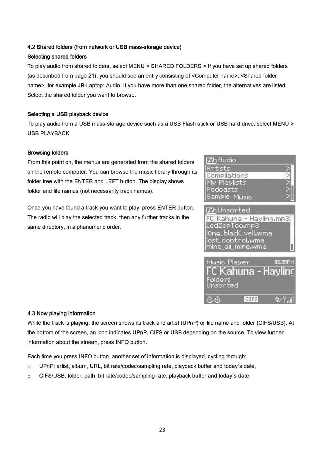 AEG IR 4427 instruction manual Selecting a USB playback device, Browsing folders 