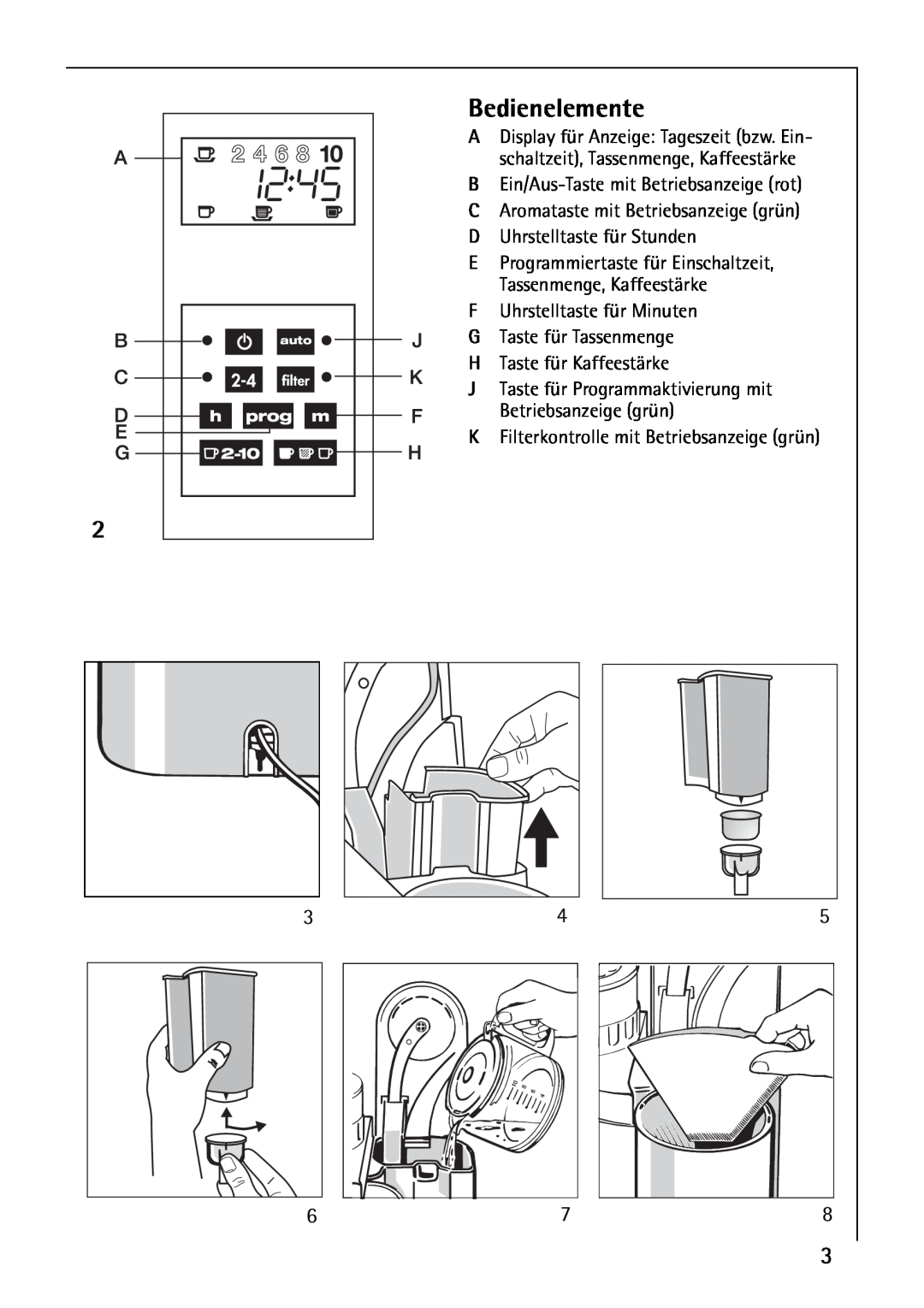 AEG KAM120 operating instructions Bedienelemente 