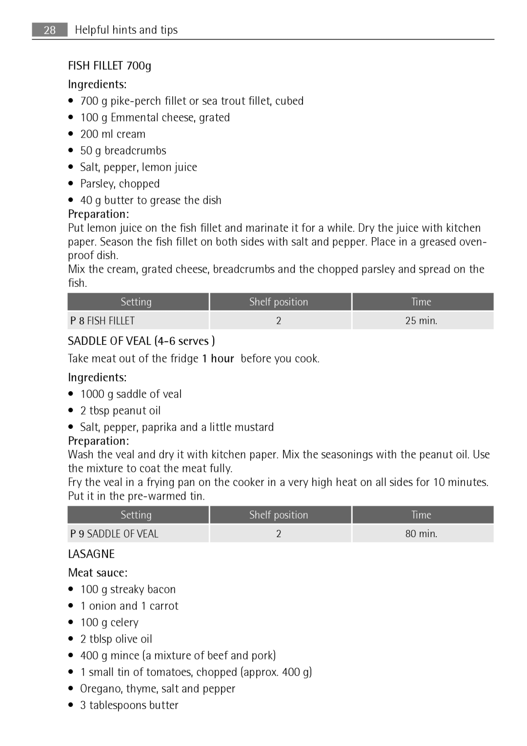 AEG KB7100000 user manual Lasagne 