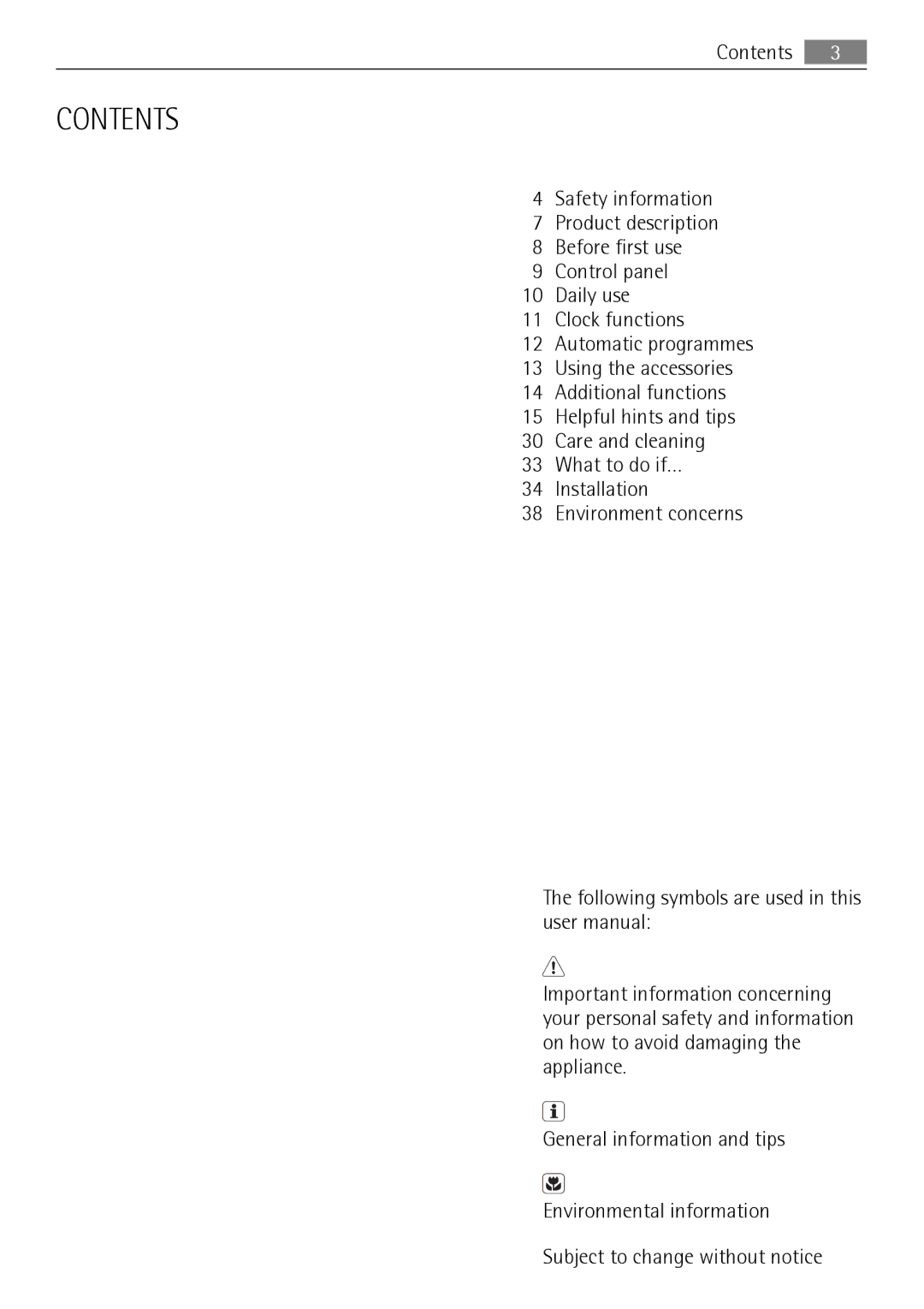 AEG KB7100000 user manual Contents 