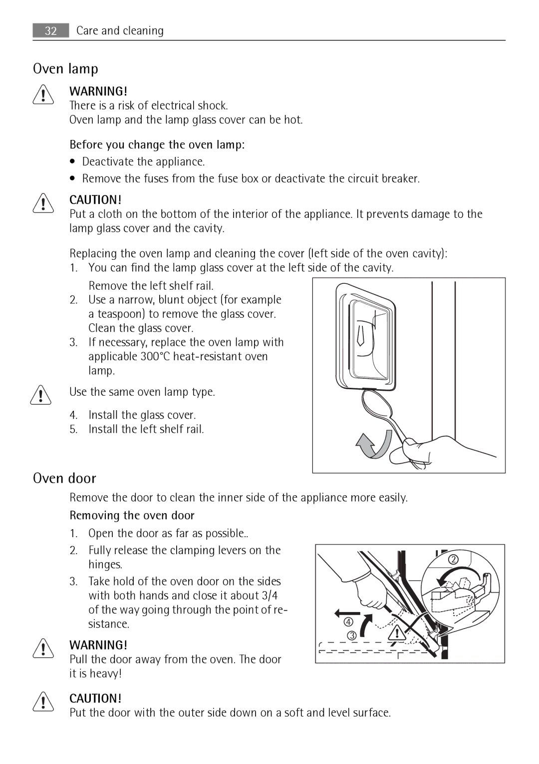 AEG KB7100000 user manual Oven lamp, Oven door 