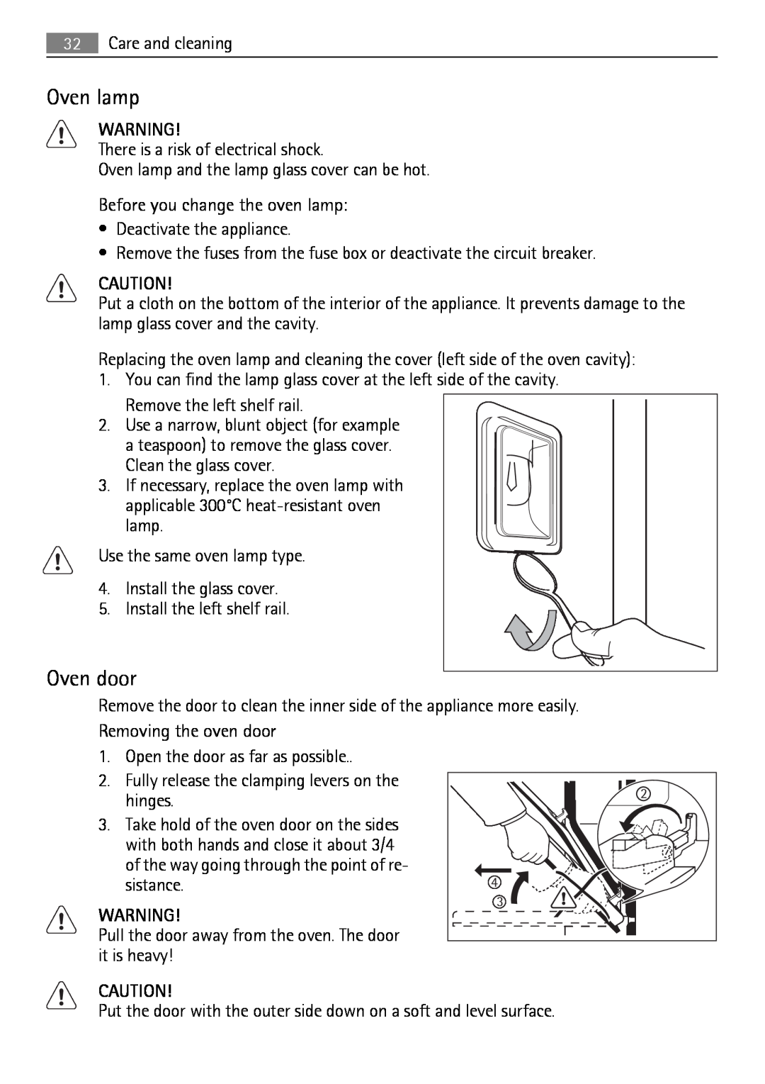 AEG KB7100000 user manual Oven lamp, Oven door 