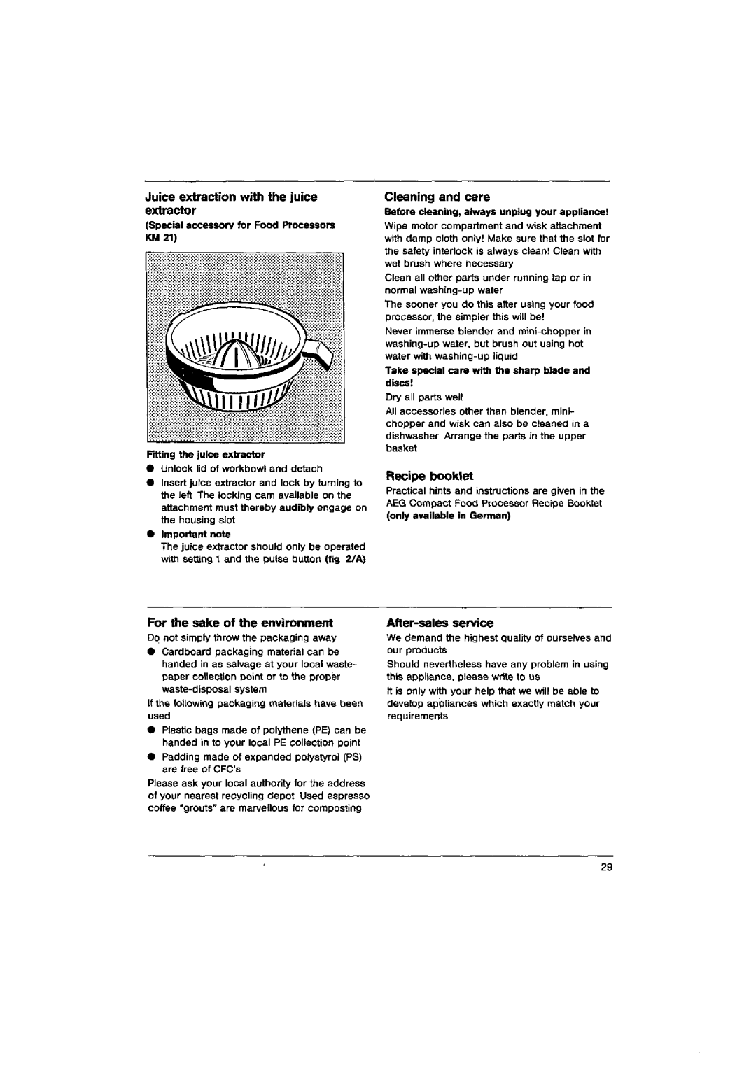 AEG KM 41, KM 21, KM 31 manual 