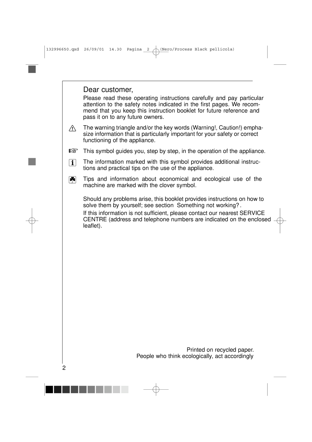 AEG L 1045 E manual Dear customer 