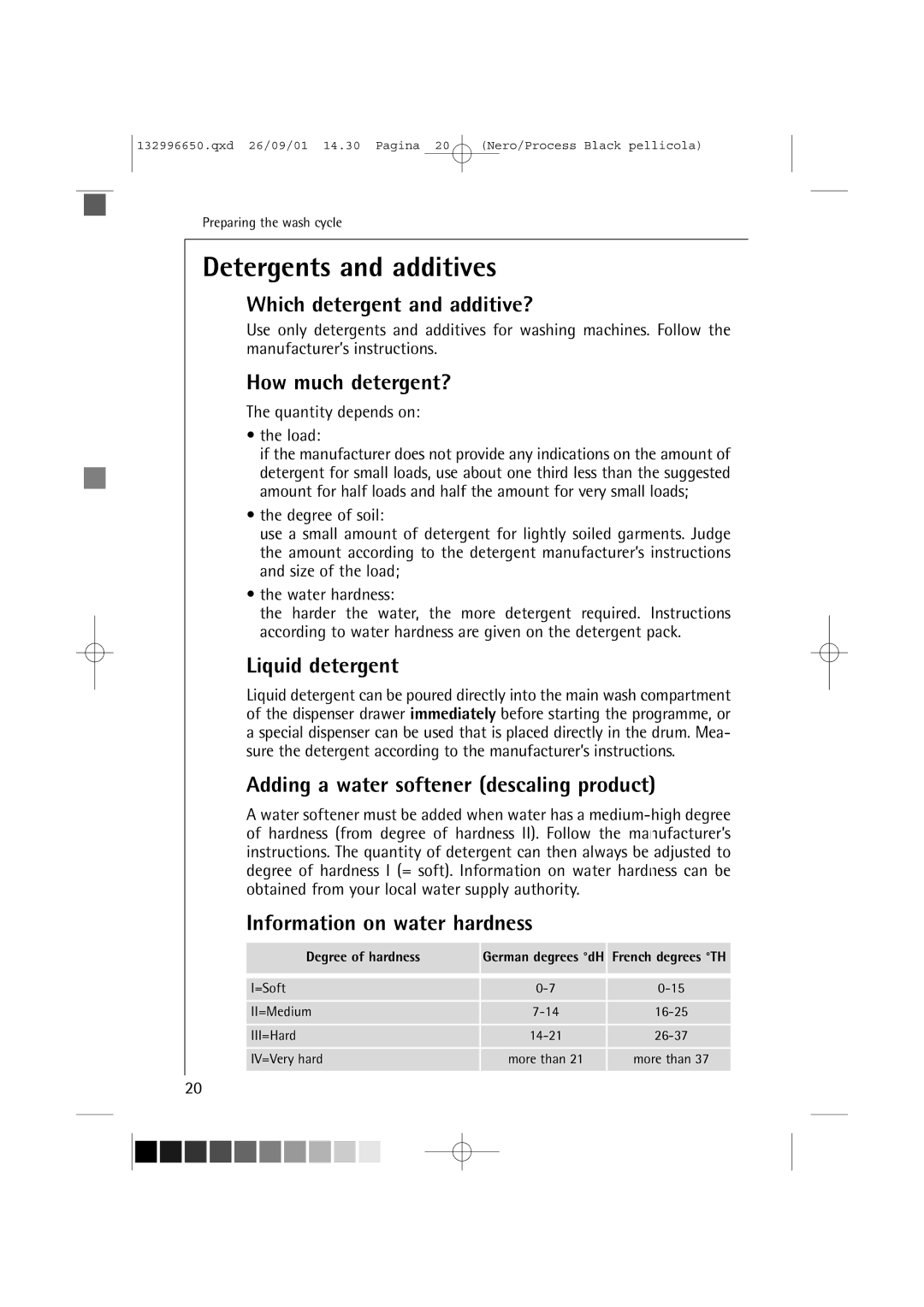 AEG L 1045 E manual Detergents and additives 