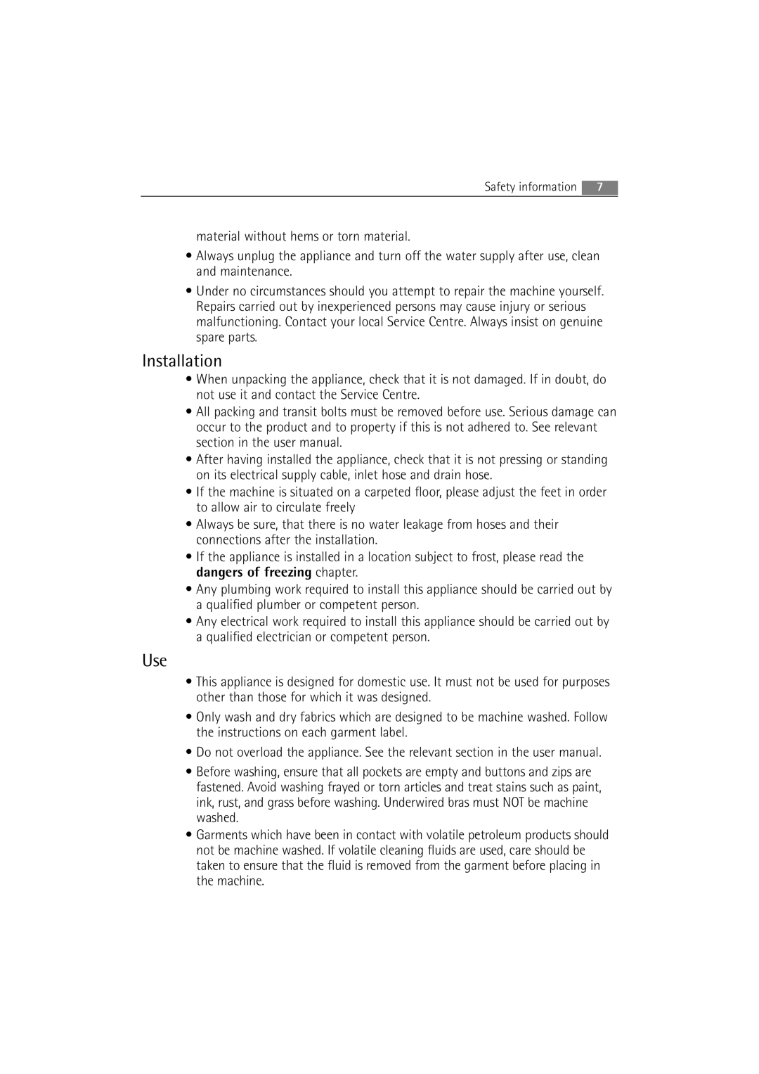 AEG L 14840 user manual Installation, Use 