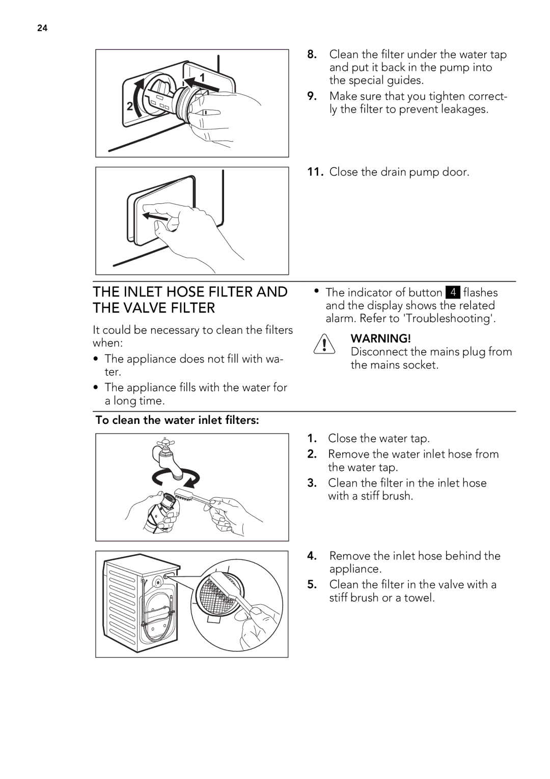 AEG L 60260 FL user manual Inlet Hose Filter, Valve Filter 